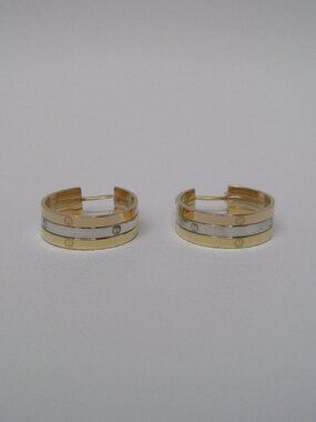 Tri-Tone Huggie Hoop Earrings | Modern Triple Band Design
